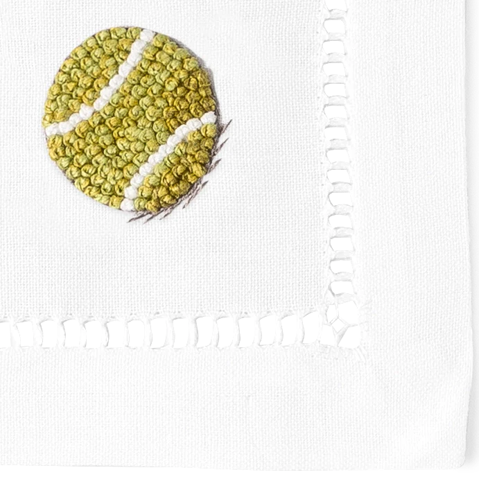 Tennis Cotton Cocktail Napkins | Mixed Set of 4 by Henry Handwork