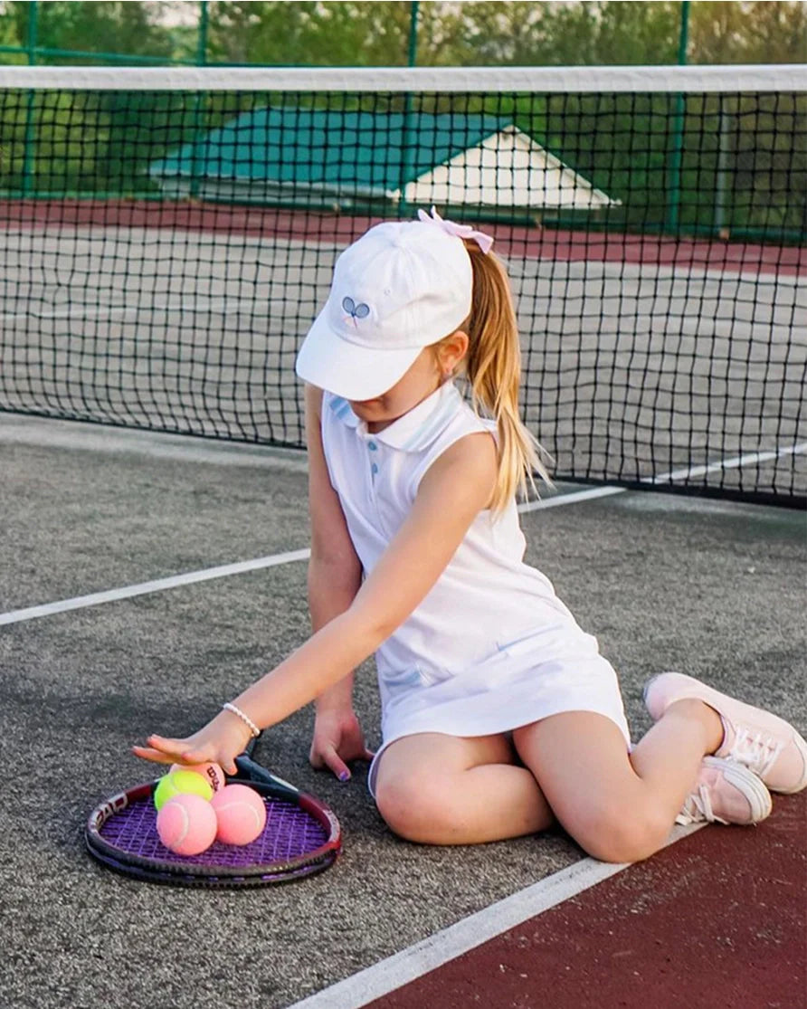 Girls Tennis Hat – Kids & Youth Sizes with Seersucker Bow