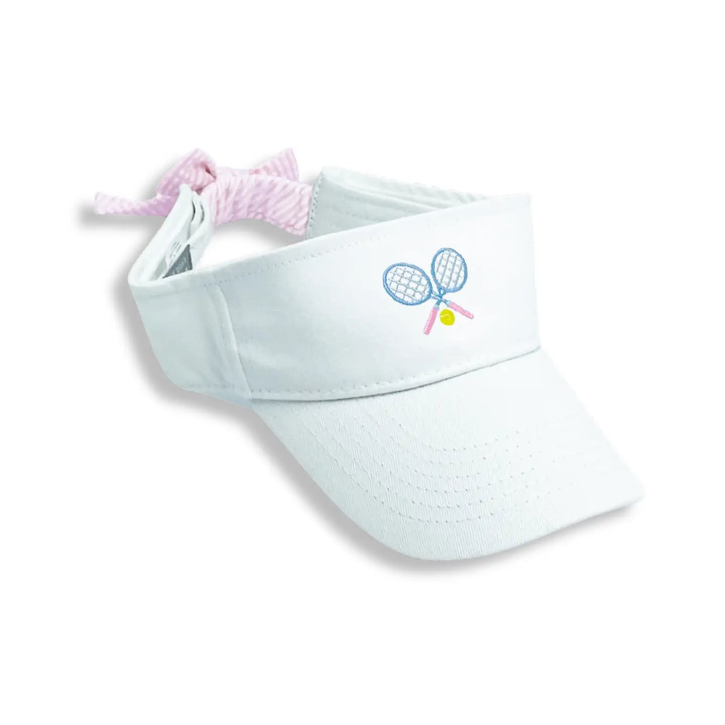 Kids Tennis Visor with Bow & Crossed Racquet Embroidery (Ages 2–12)