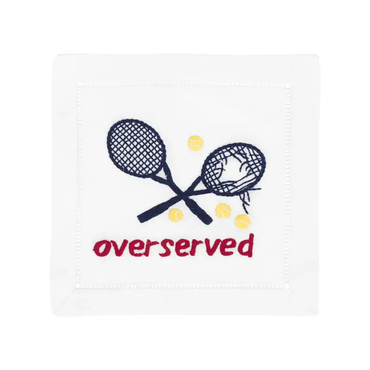 Overserved Tennis Cocktail Napkin | Red, White & Blue