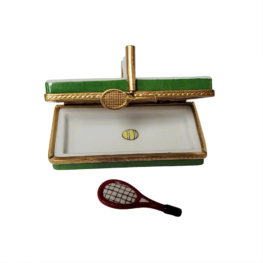 Rochard Hand-Painted Porcelain Tennis Court Box with Removable Racquet