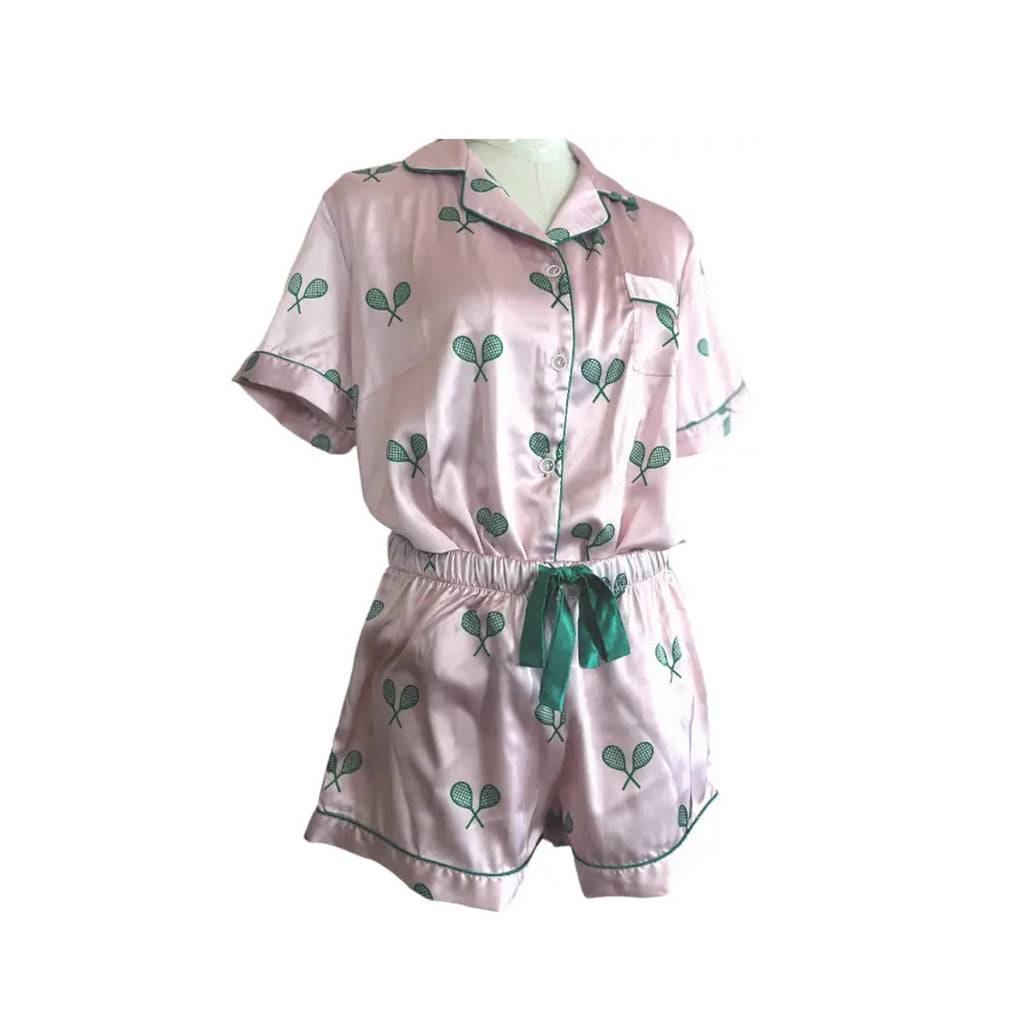 Luxury Satin Pajamas - Tennis Racquets