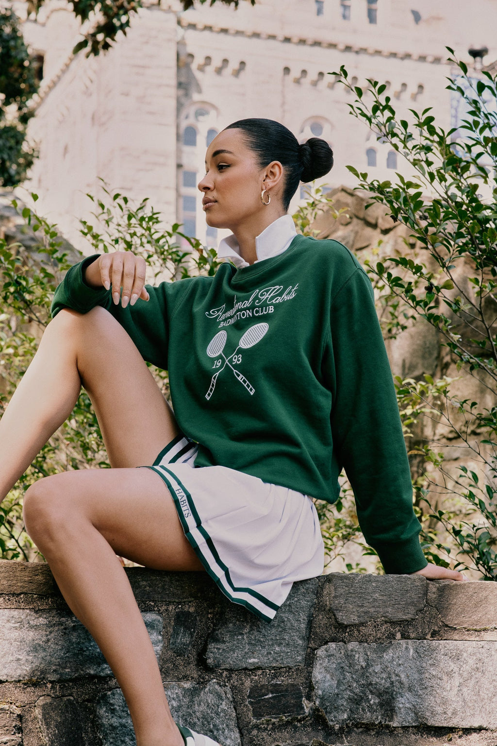 Natasha Tennis Skirt with Green Piping by Recreational Habits