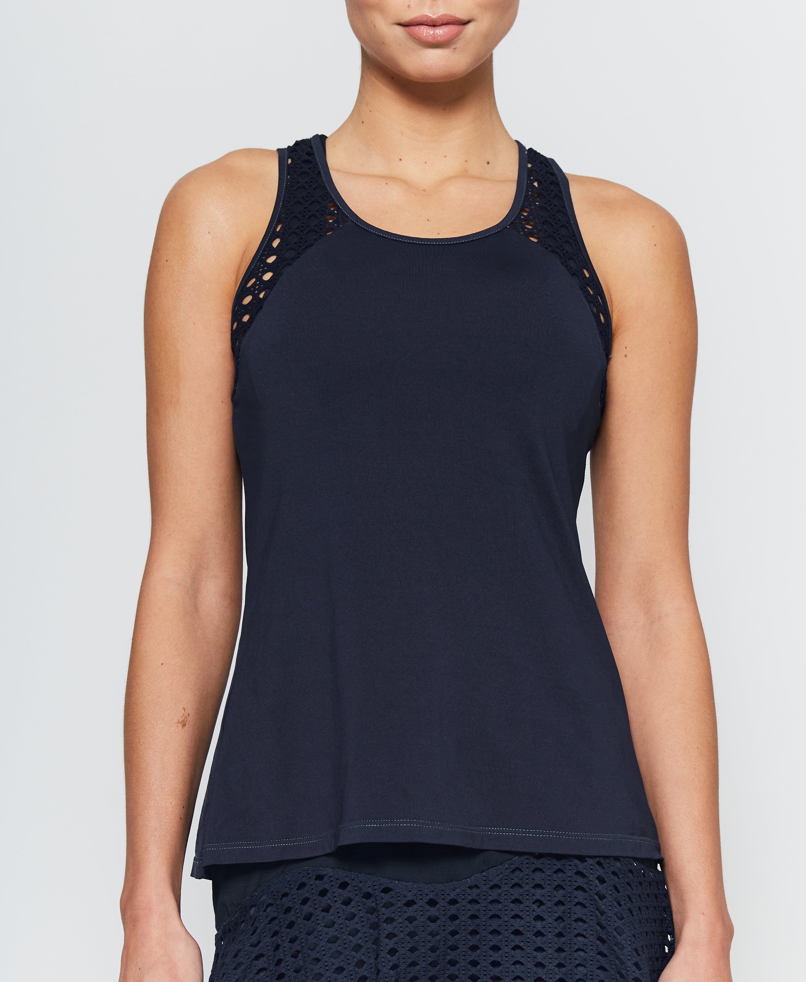 L'ETOILE SPORT POINTELLE TRIM TENNIS TANK SHORT