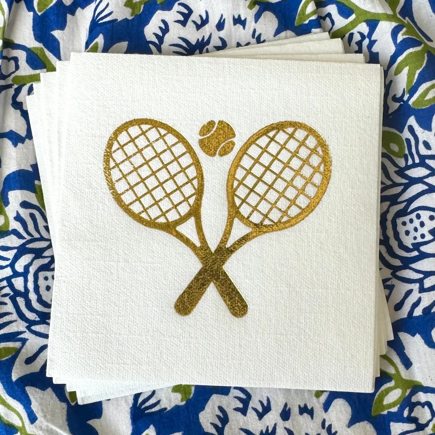 Tennis Racquet Cocktail Napkins - Gold