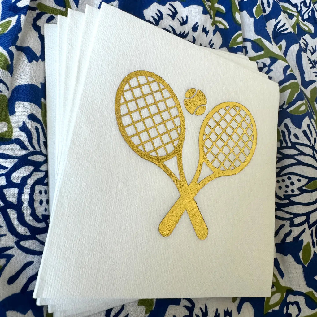 Tennis Racquet Cocktail Napkins - Gold