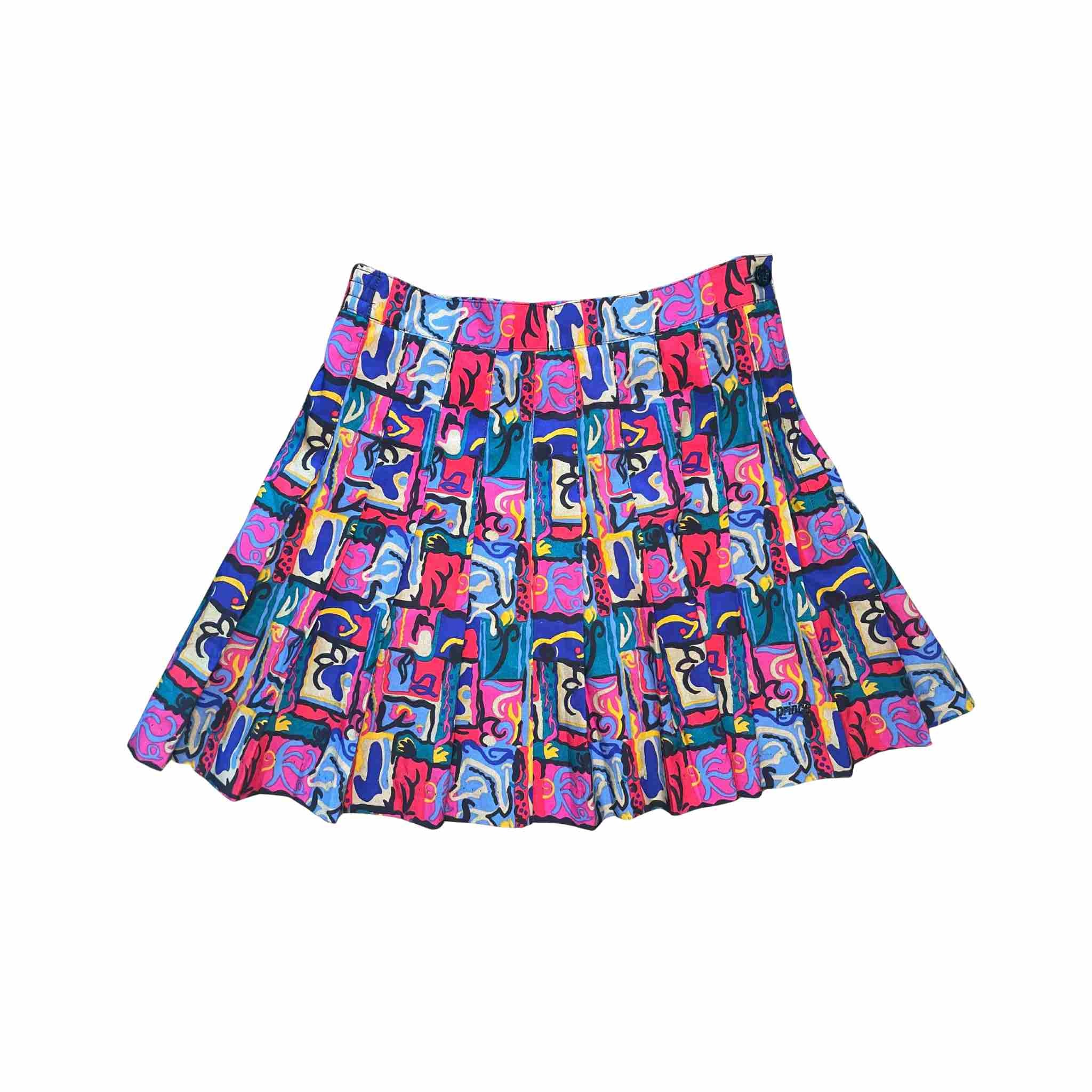 Vintage Prince Tennis Skirt – Bold Abstract Print, Pleated, Early-90s Style
