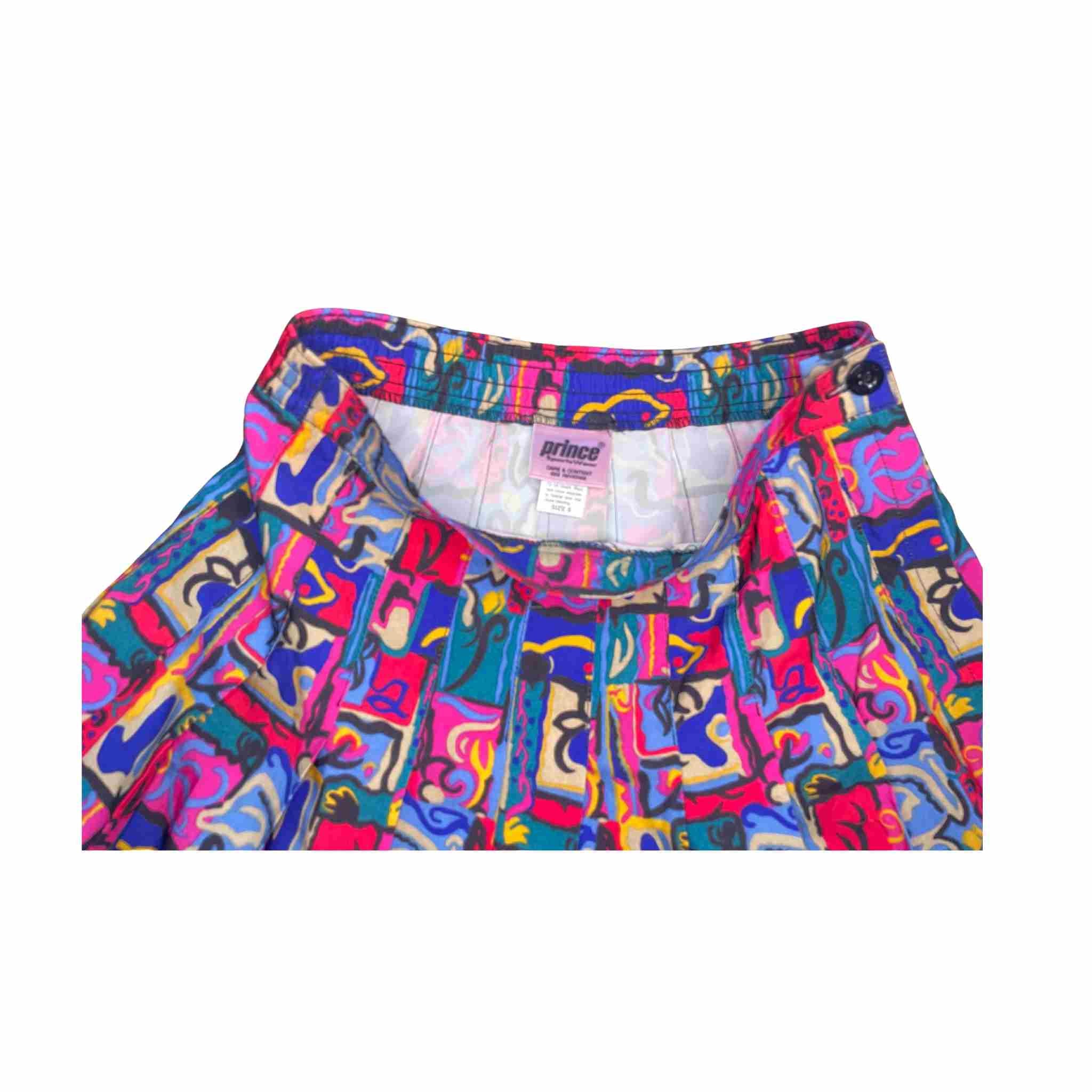 Vintage Prince Tennis Skirt – Bold Abstract Print, Pleated, Early-90s Style