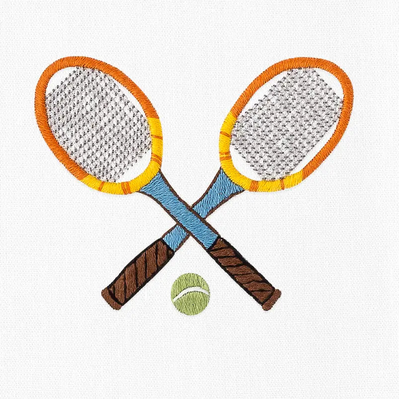Tennis Racquets Tissue Box Cover| Hand-embroidered by Henry Handwork