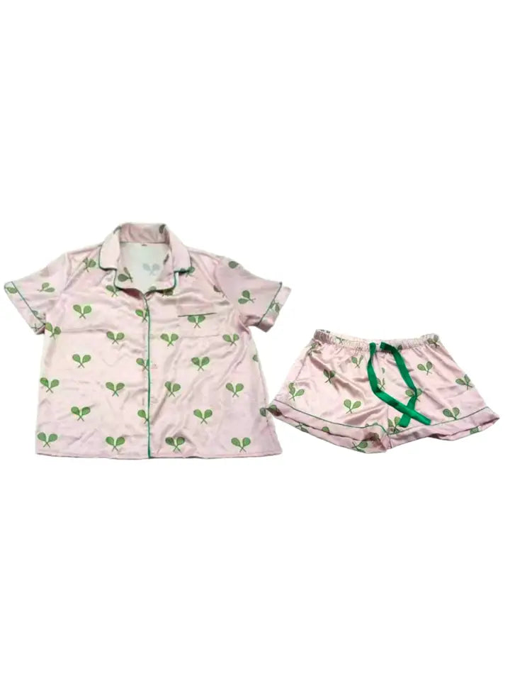 Luxury Satin Pajamas - Tennis Racquets