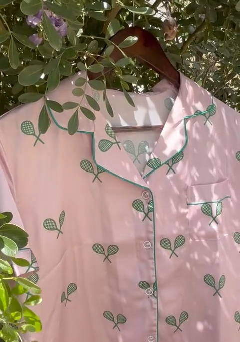 Luxury Satin Pajamas - Tennis Racquets