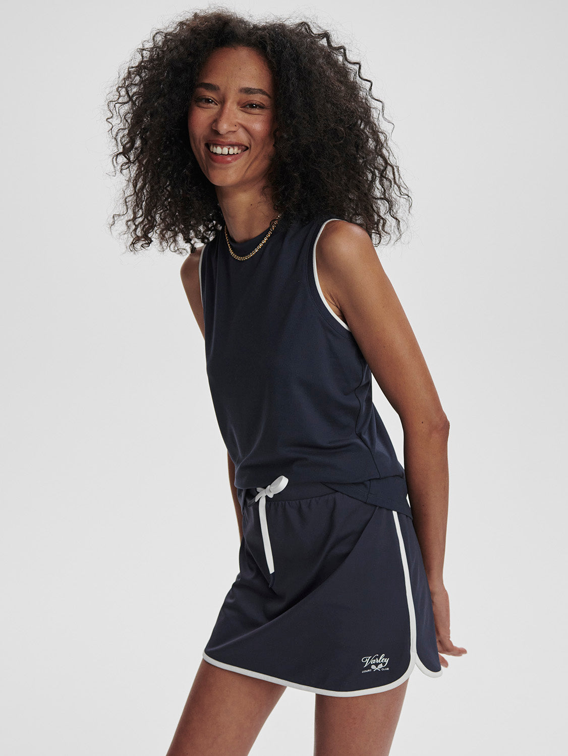 Varley Archer Midrise Tennis Skort 13.5 in Blue Nights